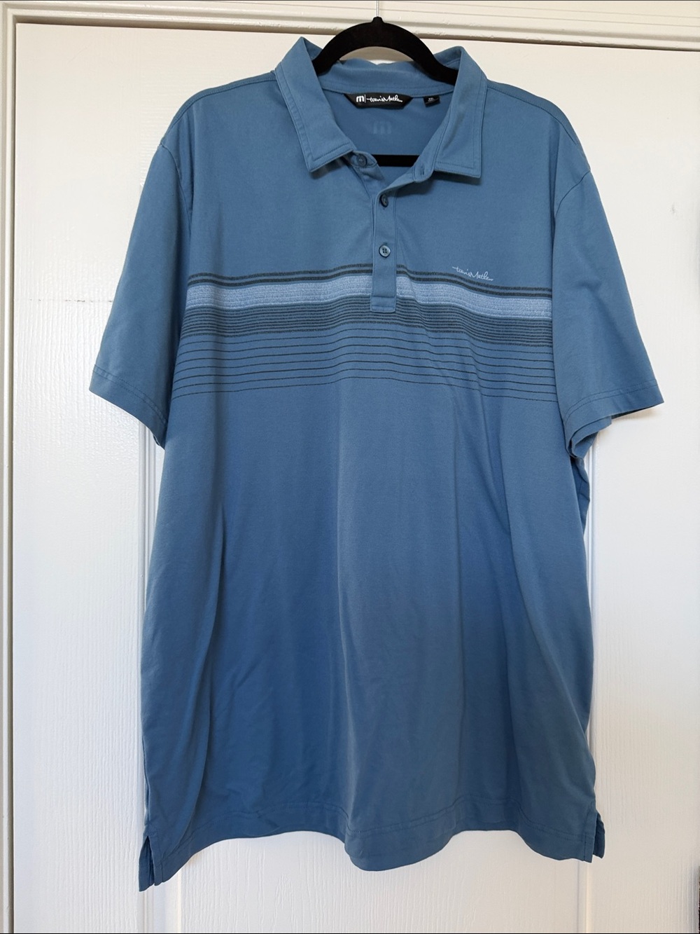 Travis Mathew Blue Striped Polo